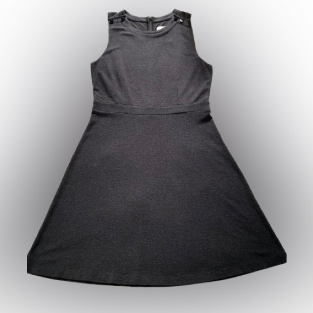 Loft (by Ann Taylor) Gray Textured fit and flare A-Line midi dress (Size 18)